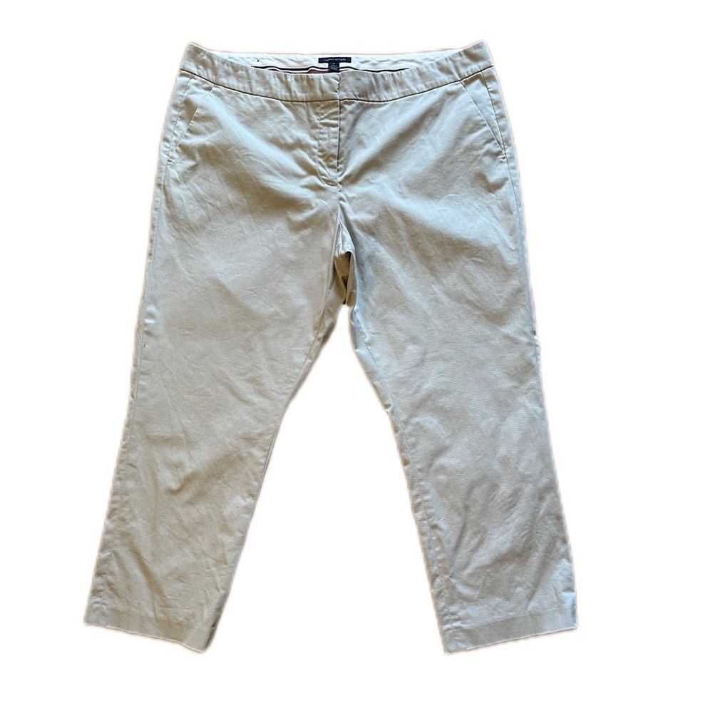 Tommy Hilfiger Beige Cropped Pants Flat Front khaki Capri ankle 18 straight